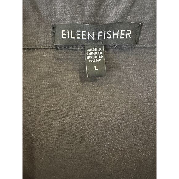 Eileen Fisher Grey Metallic Shimmer Crinkle Full Zip Jacket Long Sleeve Large - Picture 12 of 16